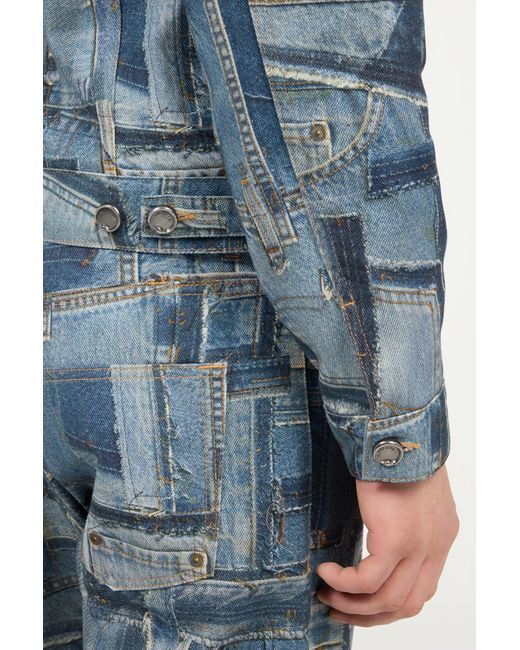 Roberto Cavalli Blue Capsule Collection Patchwork Denim Jacket for men