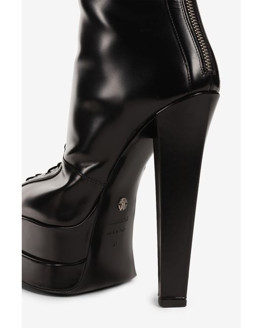 Bottes Plateforme À Lacets Roberto Cavalli en coloris Black