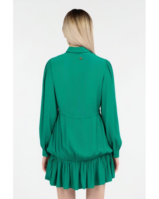 Roberto Cavalli Green Dress Mini With Drawstring Waist
