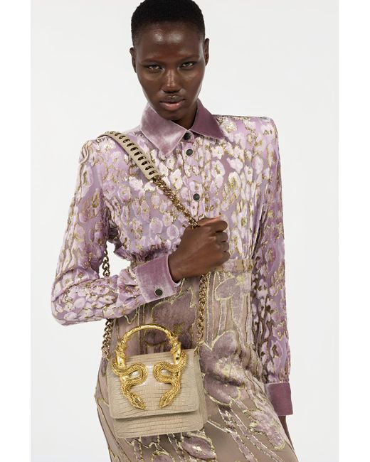 Roberto Cavalli White Serpentine Bag