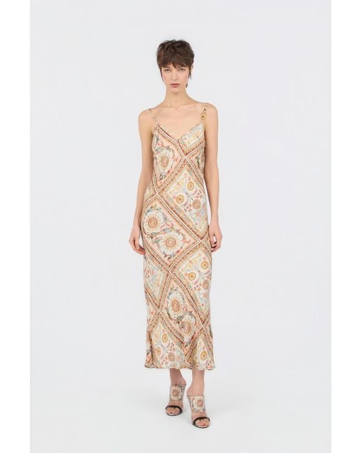 Roberto Cavalli White Persian Tarot Print Slip Dress