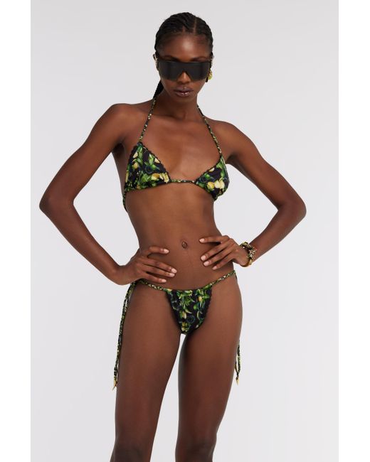 Roberto Cavalli Green Lemon Print Swim Briefs