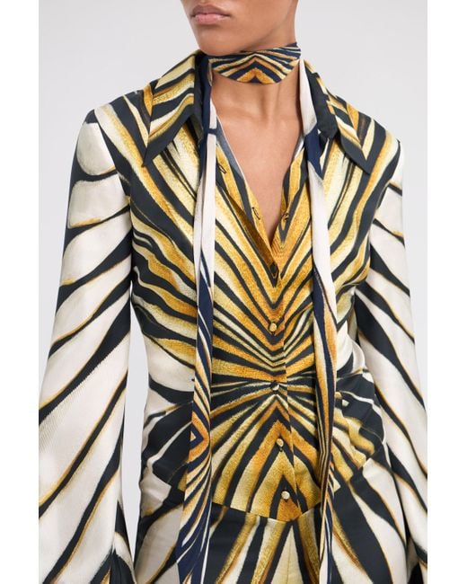 Roberto Cavalli White Ray Of Print Silk Jumpsuit