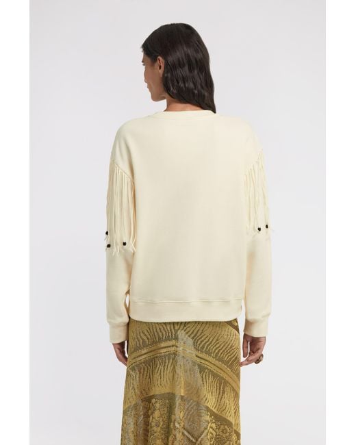 Roberto Cavalli Natural Fringed Sweatshirt