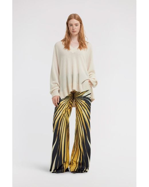 Roberto Cavalli White Ray Of Print Silk Palazzo Trousers