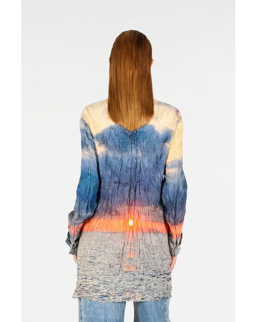 Roberto Cavalli Blue Sunrise Print Dress