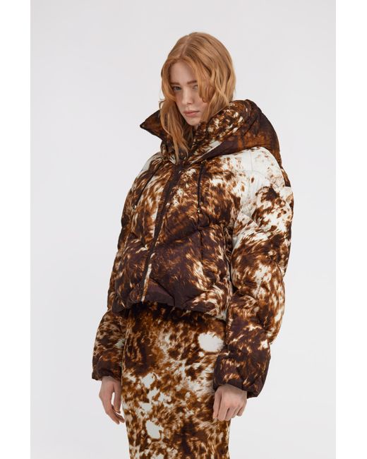Roberto Cavalli Brown Appaloosa Print Puffer Jacket