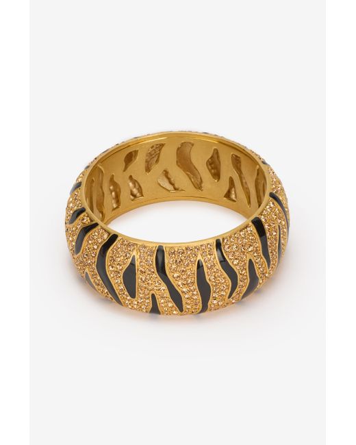 Bracciale Rigido Con Cristalli E Motivo Tiger Skin di Roberto Cavalli in Metallic