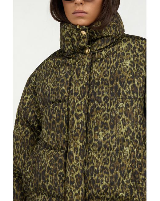 Roberto Cavalli Black Leopard Jacquard Print Reversible Puffer Jacket