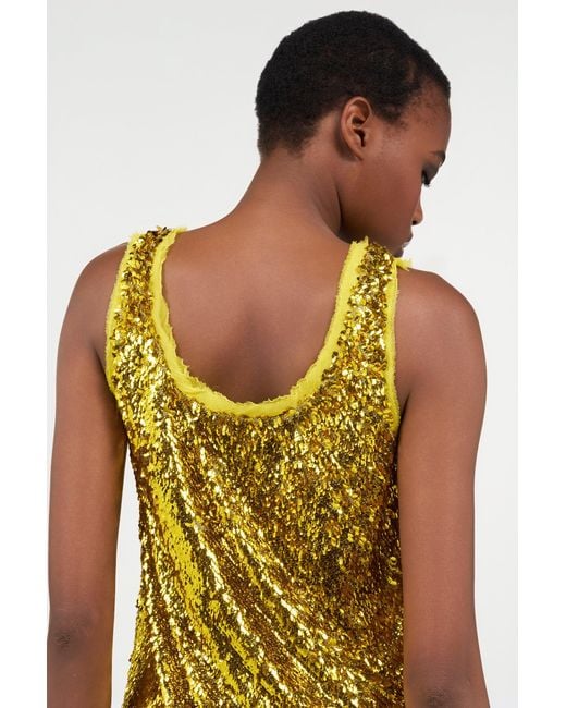 Roberto Cavalli Yellow Sequin Top