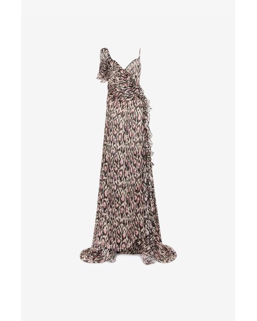Roberto Cavalli Multicolor Leopard-Print Sweetheart-Neck Gown