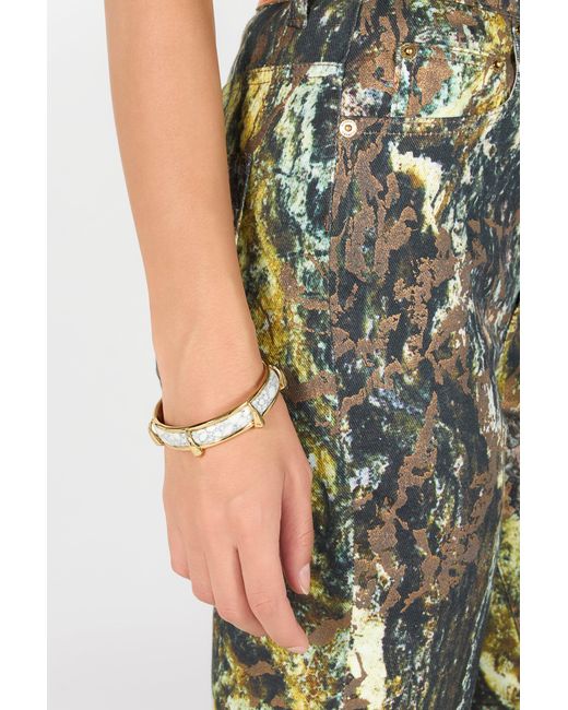 Roberto Cavalli White Rigid Marble-Effect Bracelet