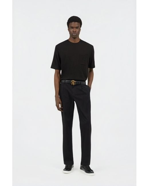 Roberto Cavalli Black Knit T-Shirt With Monogram Rc for men
