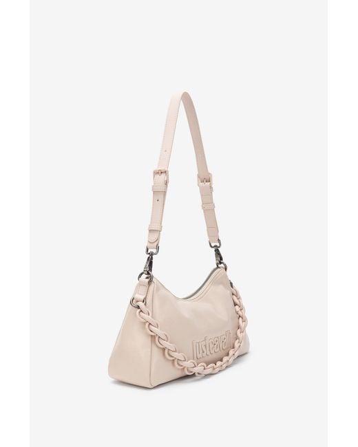 Roberto Cavalli Natural Shoulder Bag With Braided Handle