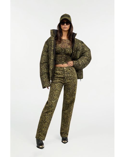 Roberto Cavalli Black Leopard Jacquard Print Reversible Puffer Jacket