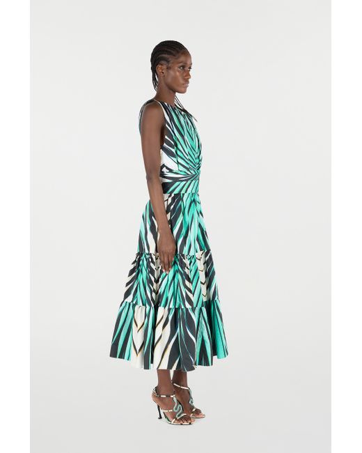 Roberto Cavalli Green Ray Of Sea Print Midi Dress