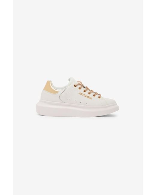 Roberto Cavalli White Sneakers Mit Schnürung Und Strass