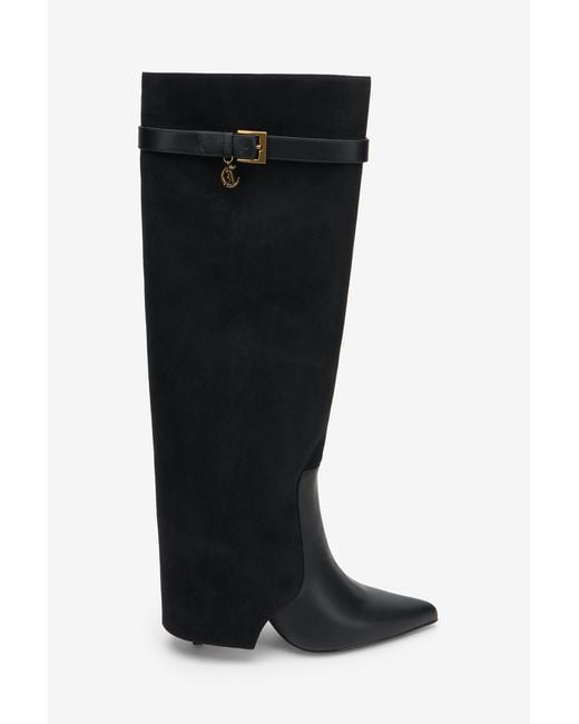 Roberto Cavalli Black Suede Boots With Buckle