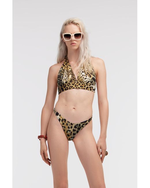 Roberto Cavalli Natural Slip Bikini Jaguar Skin