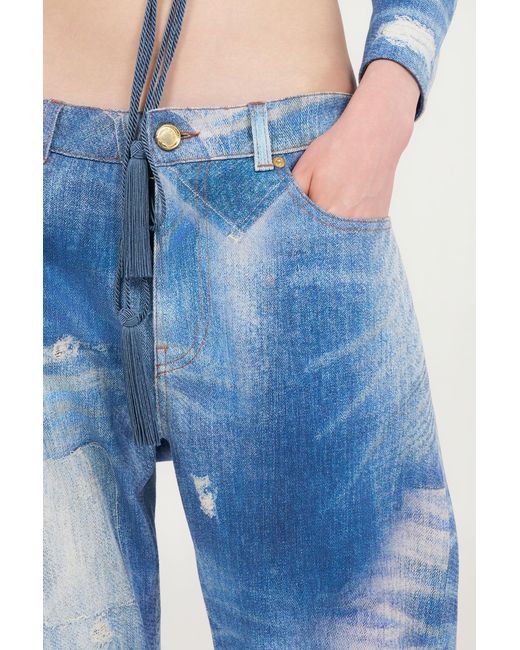 Roberto Cavalli Blue Patchwork Denim Jeans