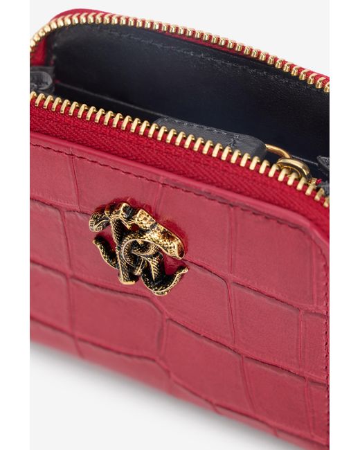 Roberto Cavalli Red Small Crocodile-Effect Wallet
