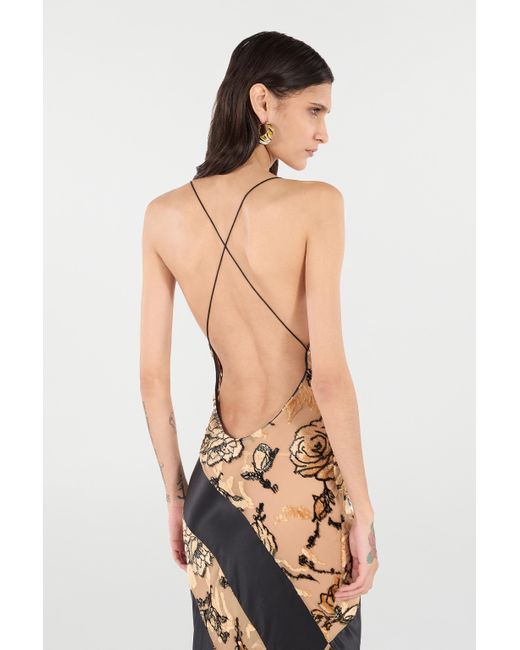 Roberto Cavalli White Slip Dress With Rose Pattern
