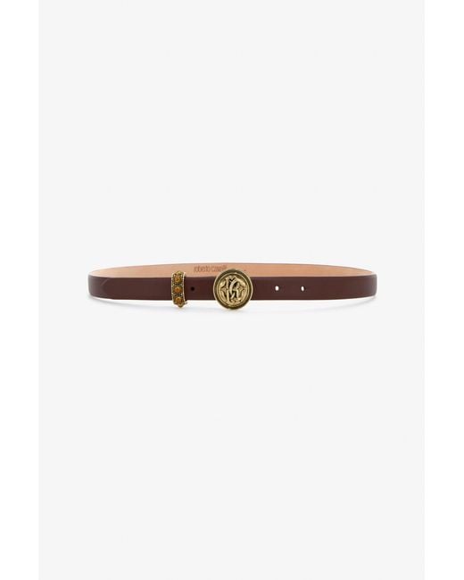 Roberto Cavalli Multicolor Leather Belt With Monogram Rc