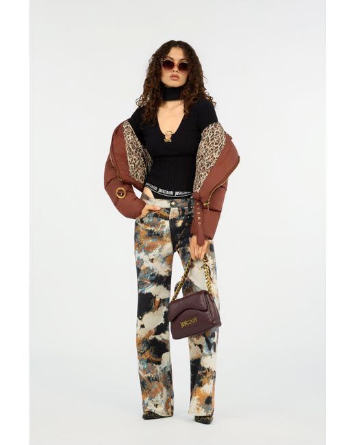 Roberto Cavalli Red Puffer Coat With Belt