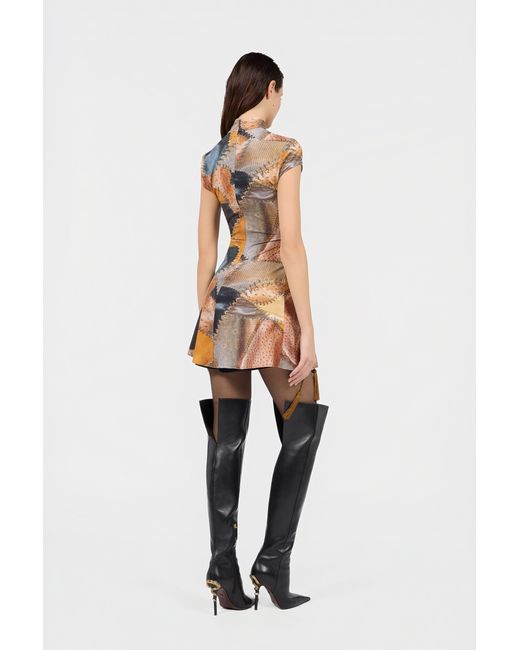 Roberto Cavalli White Mini Dress With Patchwork Print