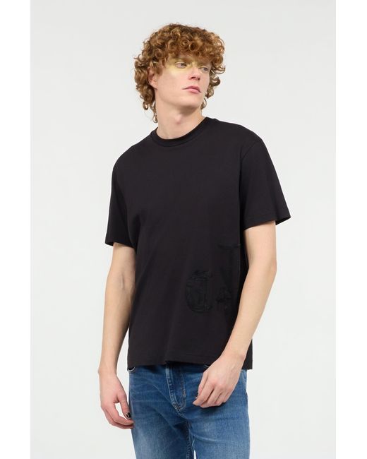 Roberto Cavalli Black T-Shirt With Logo On The Side for men