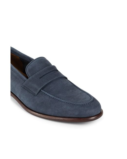 Roberto Cavalli Blue Suede Leather Loafers With Logo for men