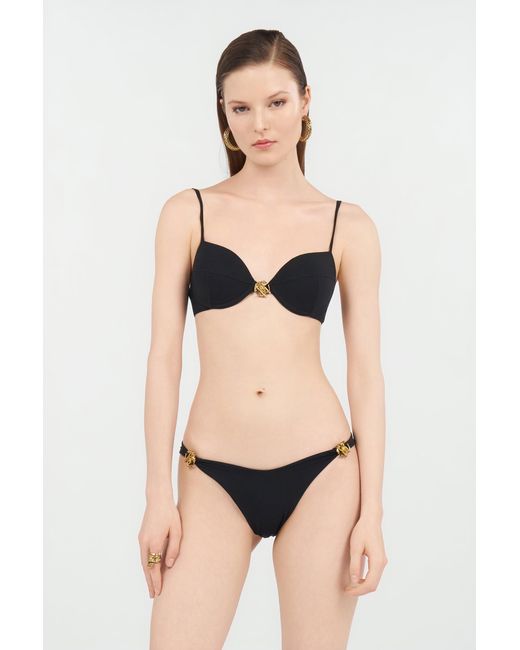 Roberto Cavalli Black Bikini Top With Logo Detail