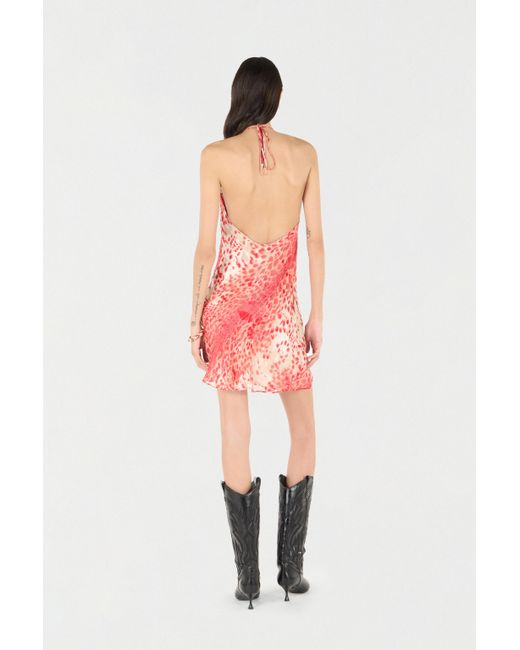 Roberto Cavalli Pink Mini Dress With Jaguar Skin Print