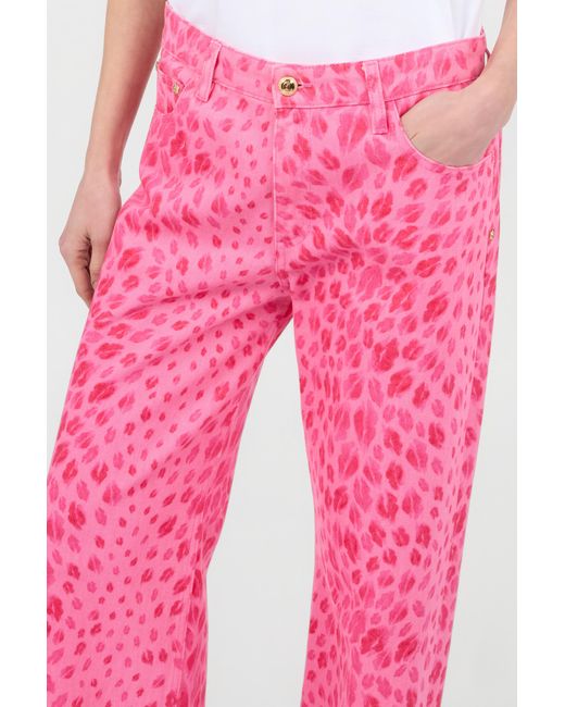 Roberto Cavalli Pink The Jaguar Kiss Print Jeans