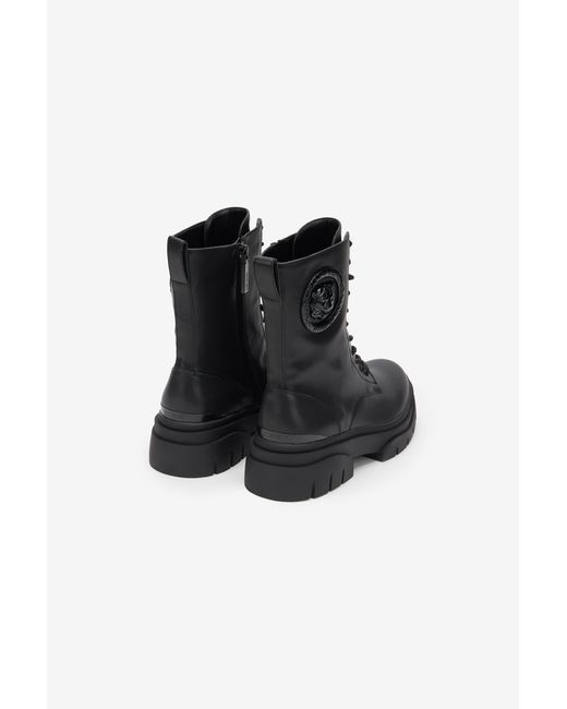Roberto Cavalli Black Combat Boots With Logo