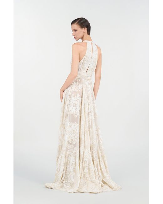 Roberto Cavalli White Long Dress With Ornamental Motif