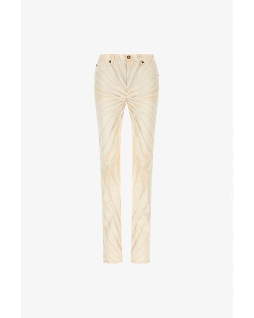 Roberto Cavalli White Ray Printed Skinny Trousers