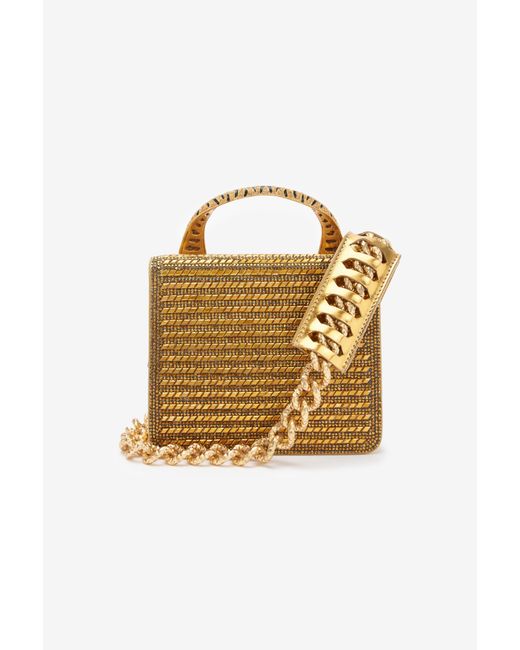 Roberto Cavalli Metallic Mini Roar Bag With Crystals