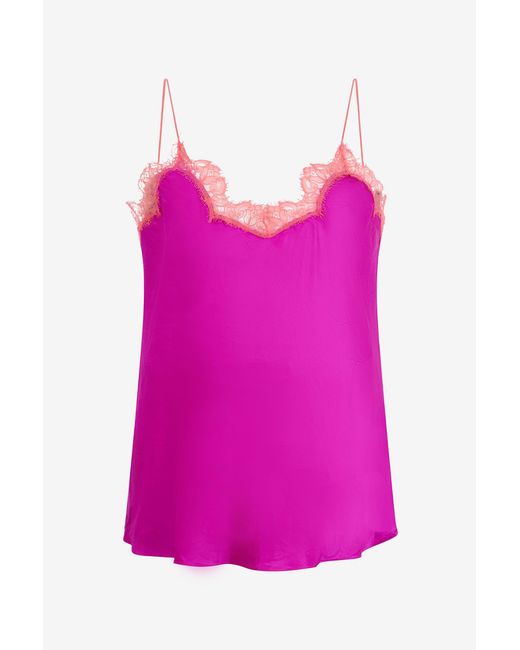 Roberto Cavalli Pink Top With Lace Detailing