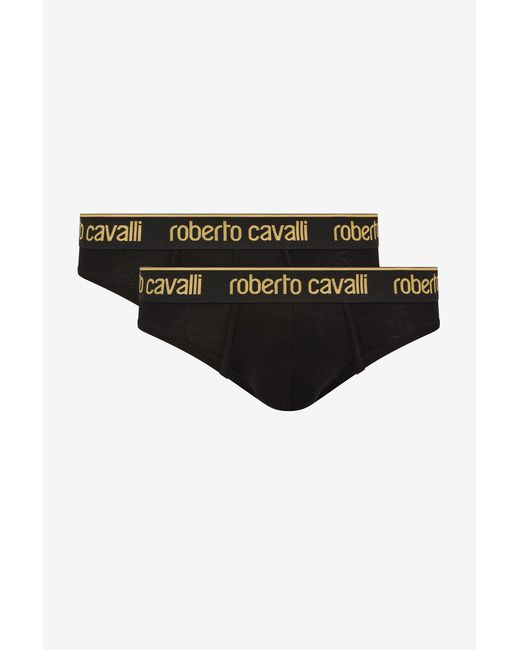 Roberto Cavalli Black Set Of Two Briefs With Logo Band for men