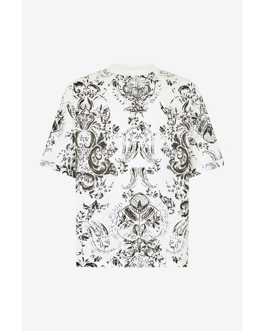 Roberto Cavalli White T-Shirt With Ornamental Design for men
