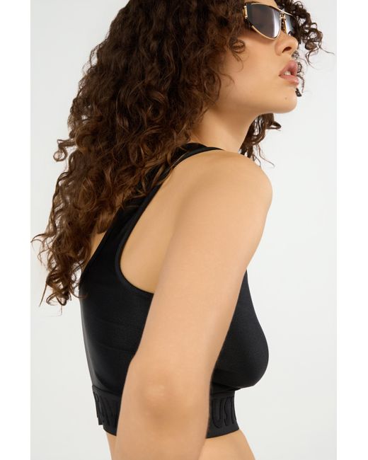 Roberto Cavalli Black Crop Top With Logo Band