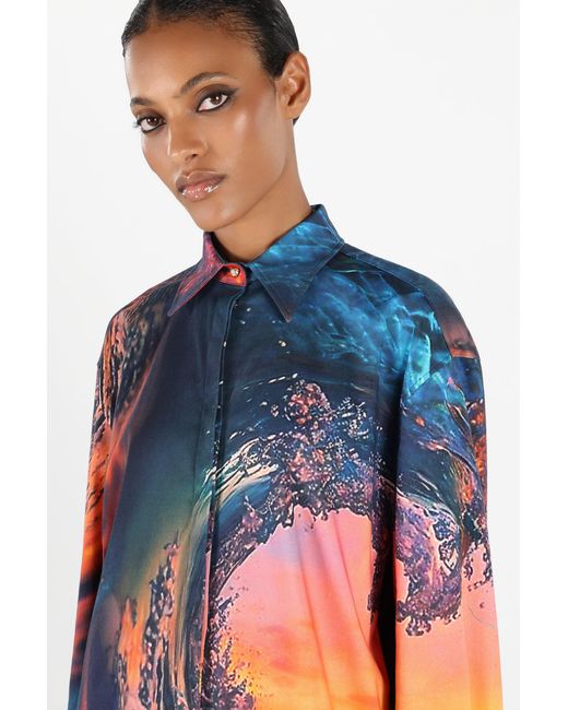 Roberto Cavalli Blue Itaca Print Dress