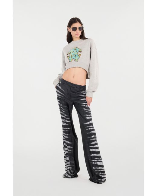 Roberto Cavalli Black Hose Mit Print Zebra Seitlich