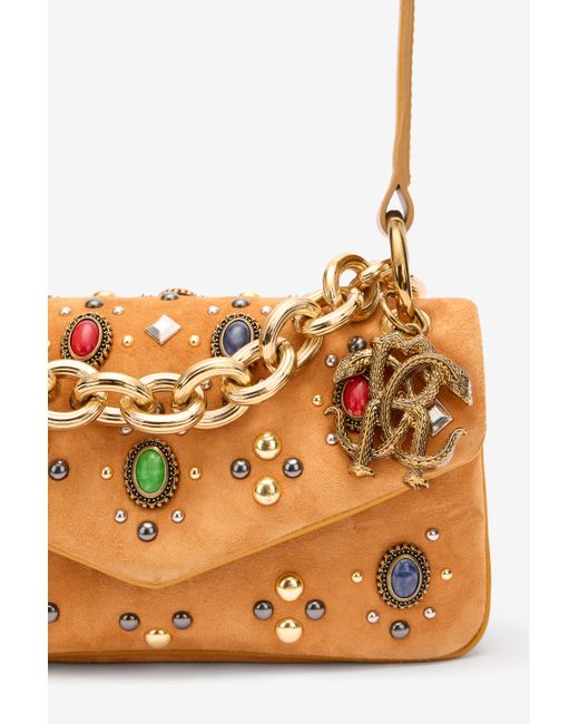 Roberto Cavalli White Small Bag With Stones And Chain