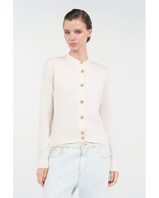 Roberto Cavalli White Wool Blend Cardigan