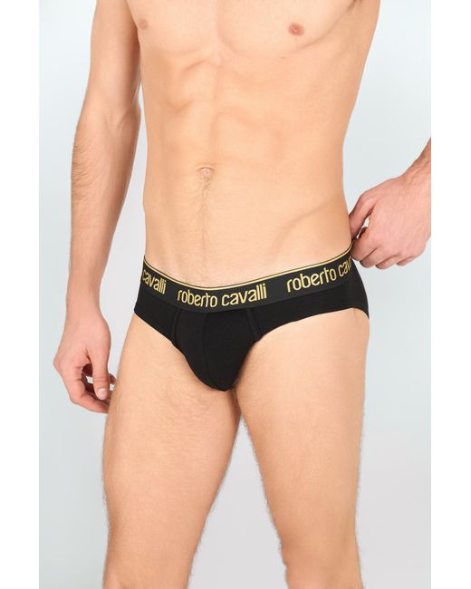 Roberto Cavalli Black Set Of Two Briefs With Logo Band for men