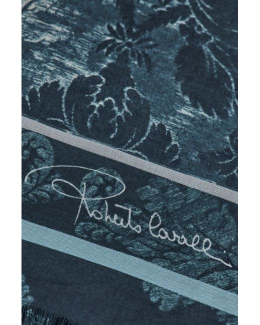 Roberto Cavalli Blue Shawl With Brocade Print for men