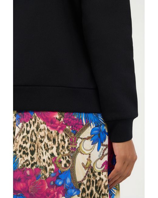 Roberto Cavalli Black Sweatshirt With Floral Logo Print
