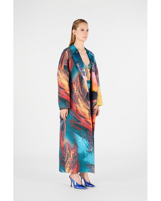 Roberto Cavalli White Itaca Print Coat With Belt